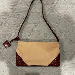 Vintage Nine West Shoulder Bag Canvas & Leather
